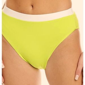 Andie Swim Banded Cheeky Bikini Bottom Neon Lime M (8) NWT Wide Band High Leg